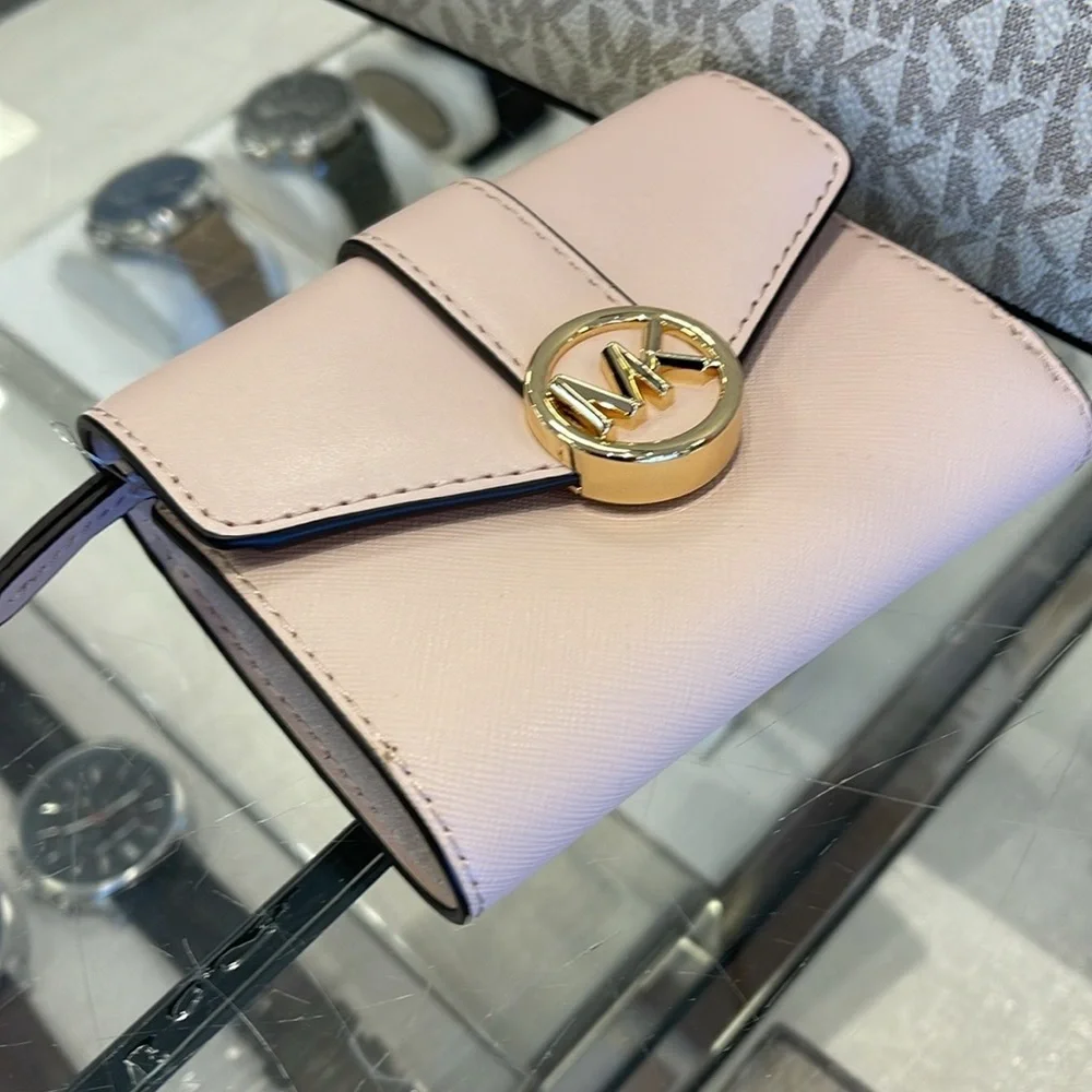 MICHAEL KORS Carmen Medium Faux Leather Wallet Powder Blush  NWT
